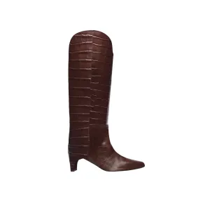 Women's Lennox Knee-High Boot In Wood Embossed Croc