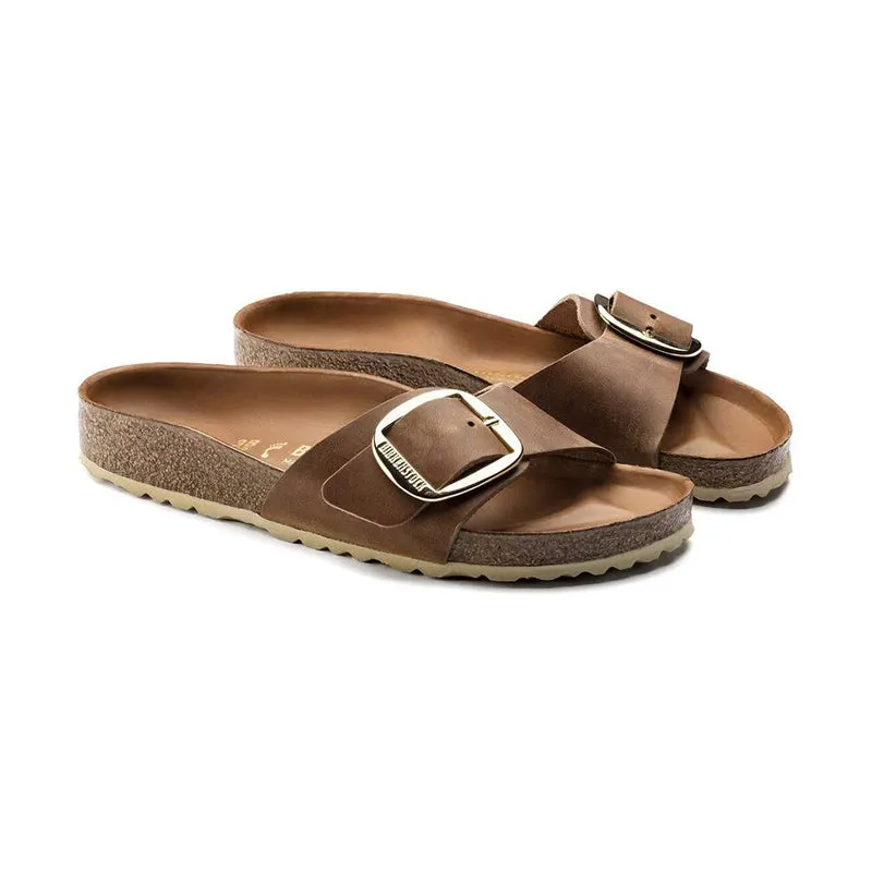 Women's Madrid Big Buckle Narrow Cognac Oiled Leather