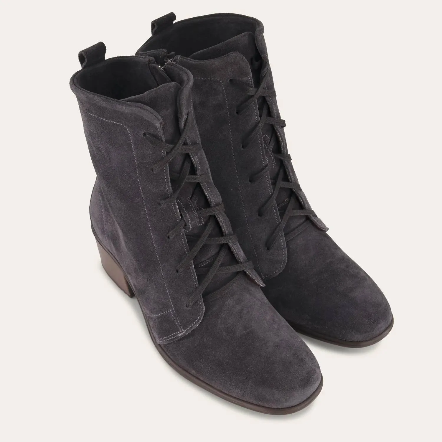 Women's Majesty Tie Boots - Medium In Charcoal Suede