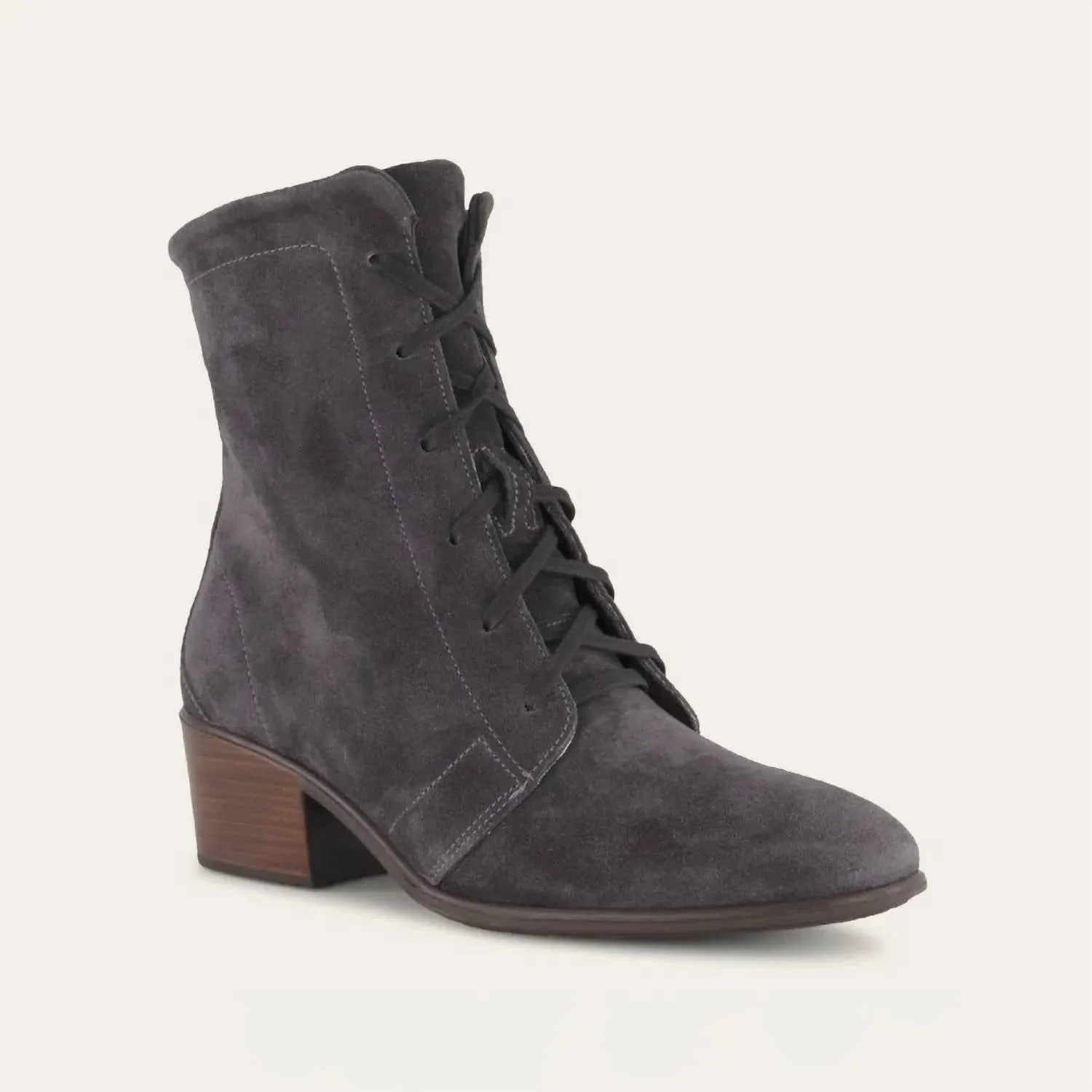 Women's Majesty Tie Boots - Medium In Charcoal Suede