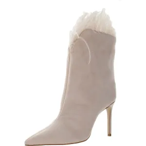 Womens Mixed Media Leather Ankle Boots