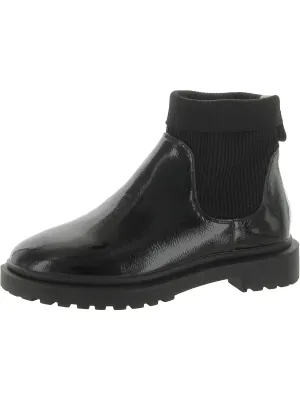 Womens Patent Chelsea Ankle Boots