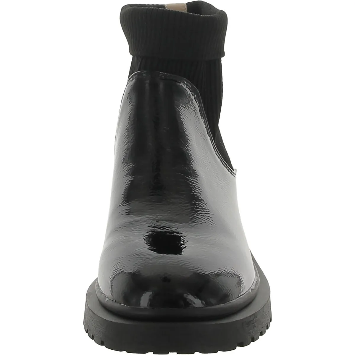 Womens Patent Chelsea Ankle Boots