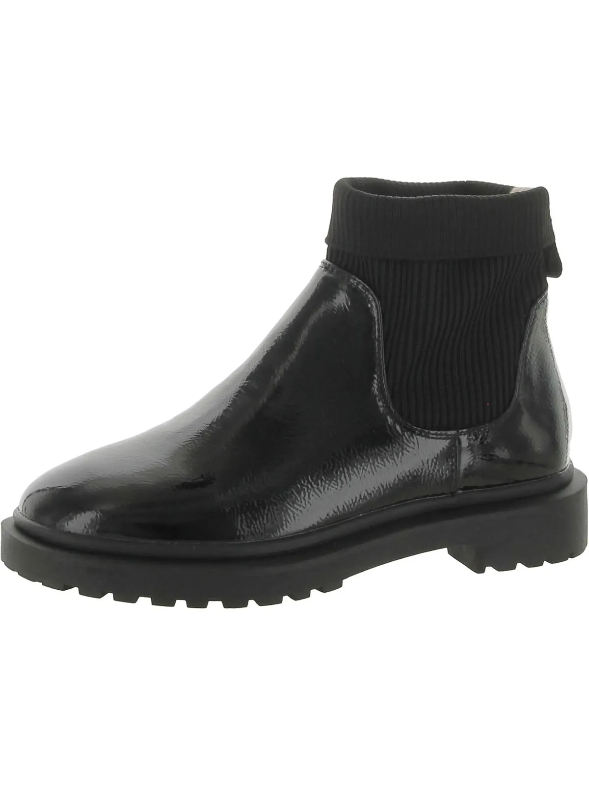 Womens Patent Chelsea Ankle Boots