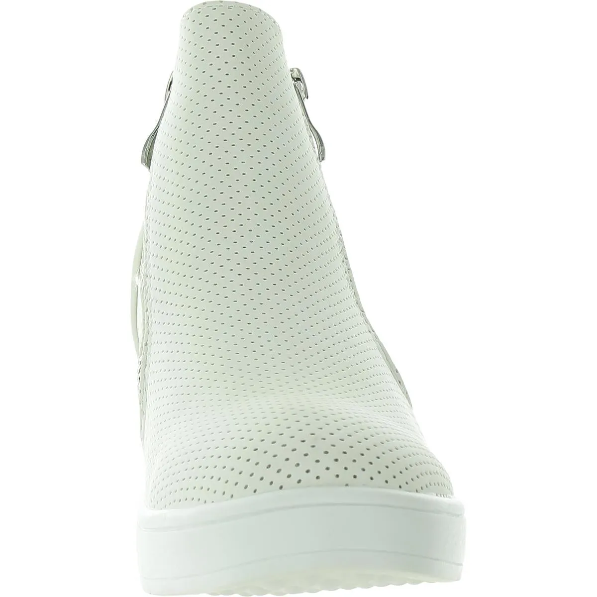 Womens Perforated Faux Leather Wedge Boots