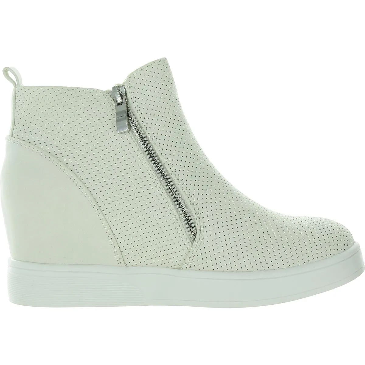 Womens Perforated Faux Leather Wedge Boots