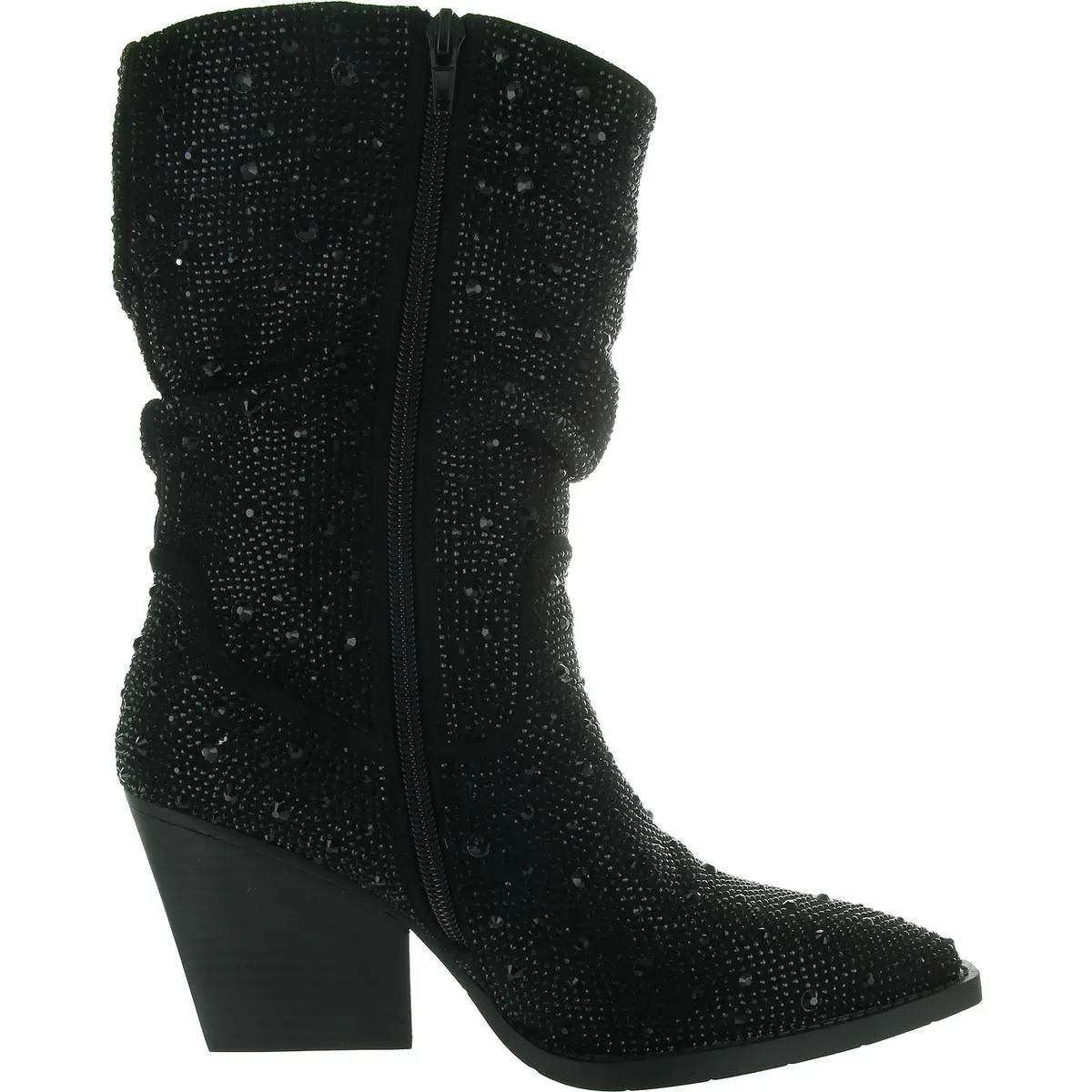 Womens Rhinestone Mid-Calf Boots