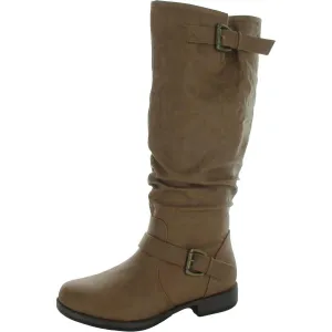 Womens Round Toe Pull On Knee-High Boots
