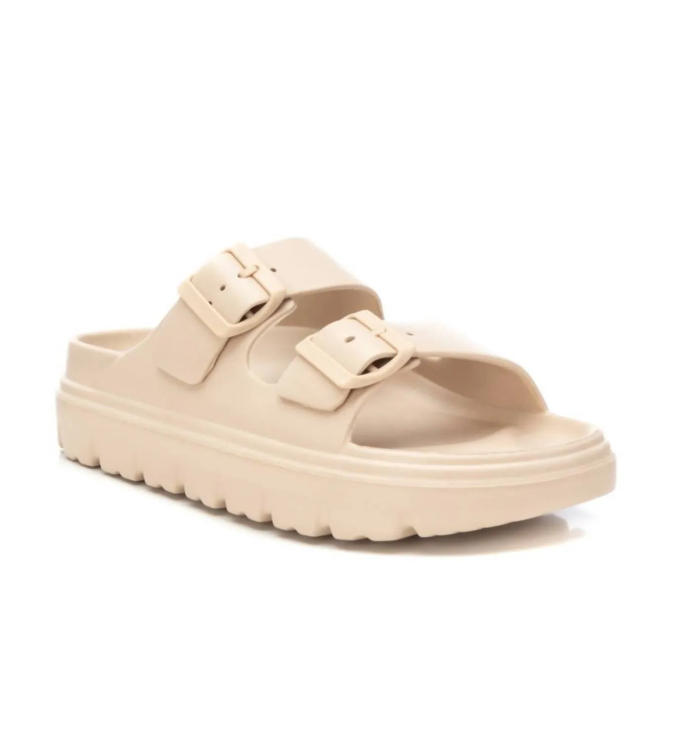 Women's Rubber Flat Sandals In Beige