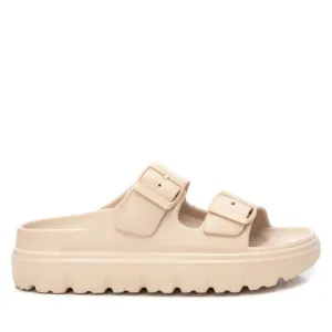 Women's Rubber Flat Sandals In Beige