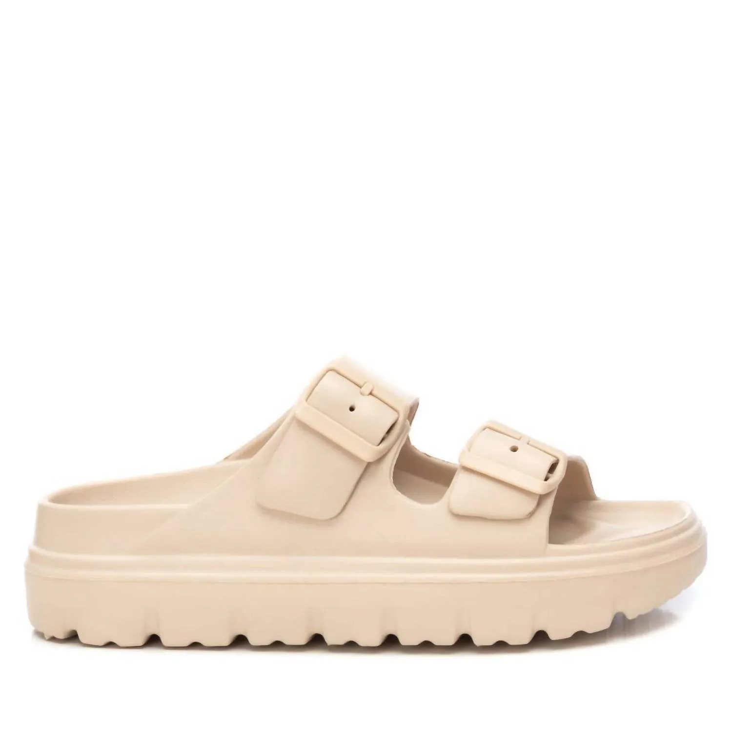 Women's Rubber Flat Sandals In Beige