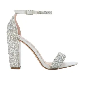 Women's Shimmer Mid Chunky Heel Sandals In Silver