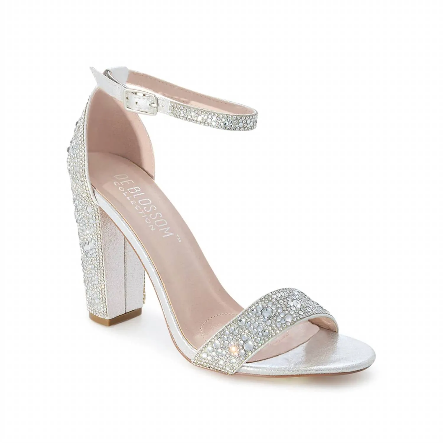 Women's Shimmer Mid Chunky Heel Sandals In Silver