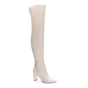 Women's Slim Fit Over The Knee Boots In Cream