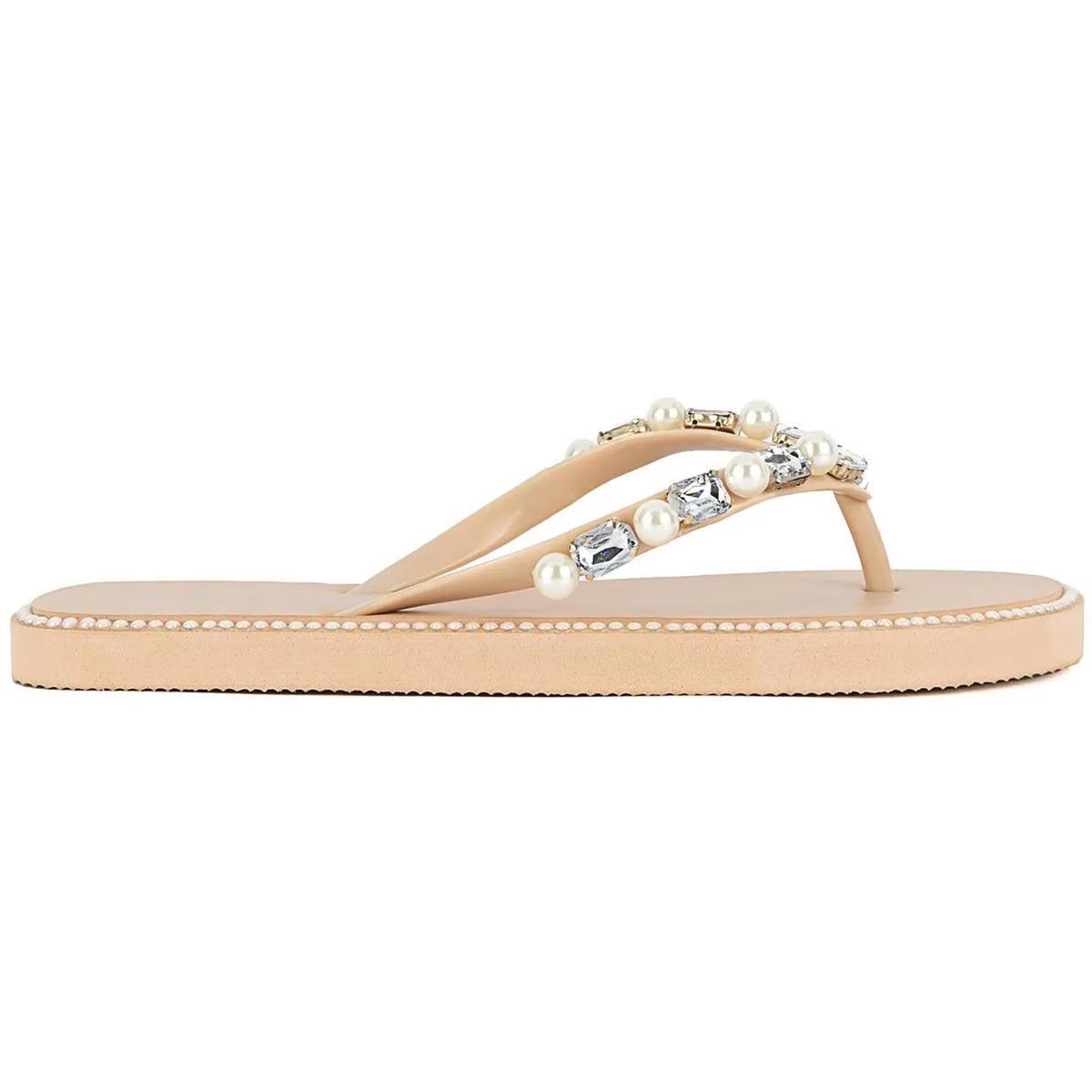 Womens Slip-On Rhinestone Flip-Flops