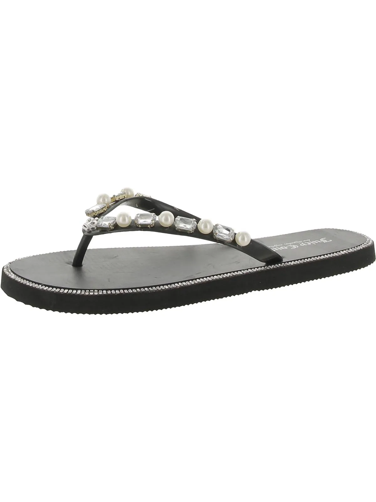 Womens Slip-On Rhinestone Flip-Flops