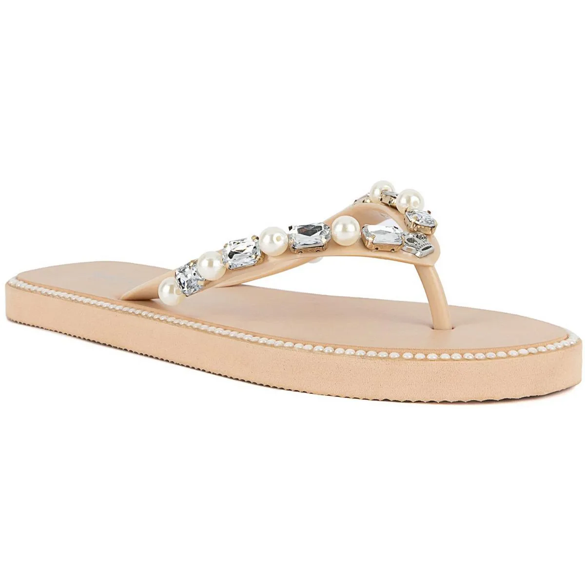 Womens Slip-On Rhinestone Flip-Flops