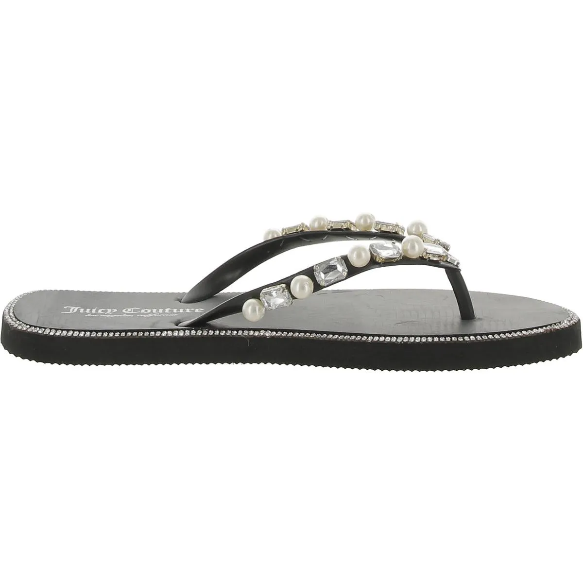 Womens Slip-On Rhinestone Flip-Flops