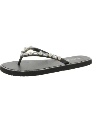 Womens Slip-On Rhinestone Flip-Flops