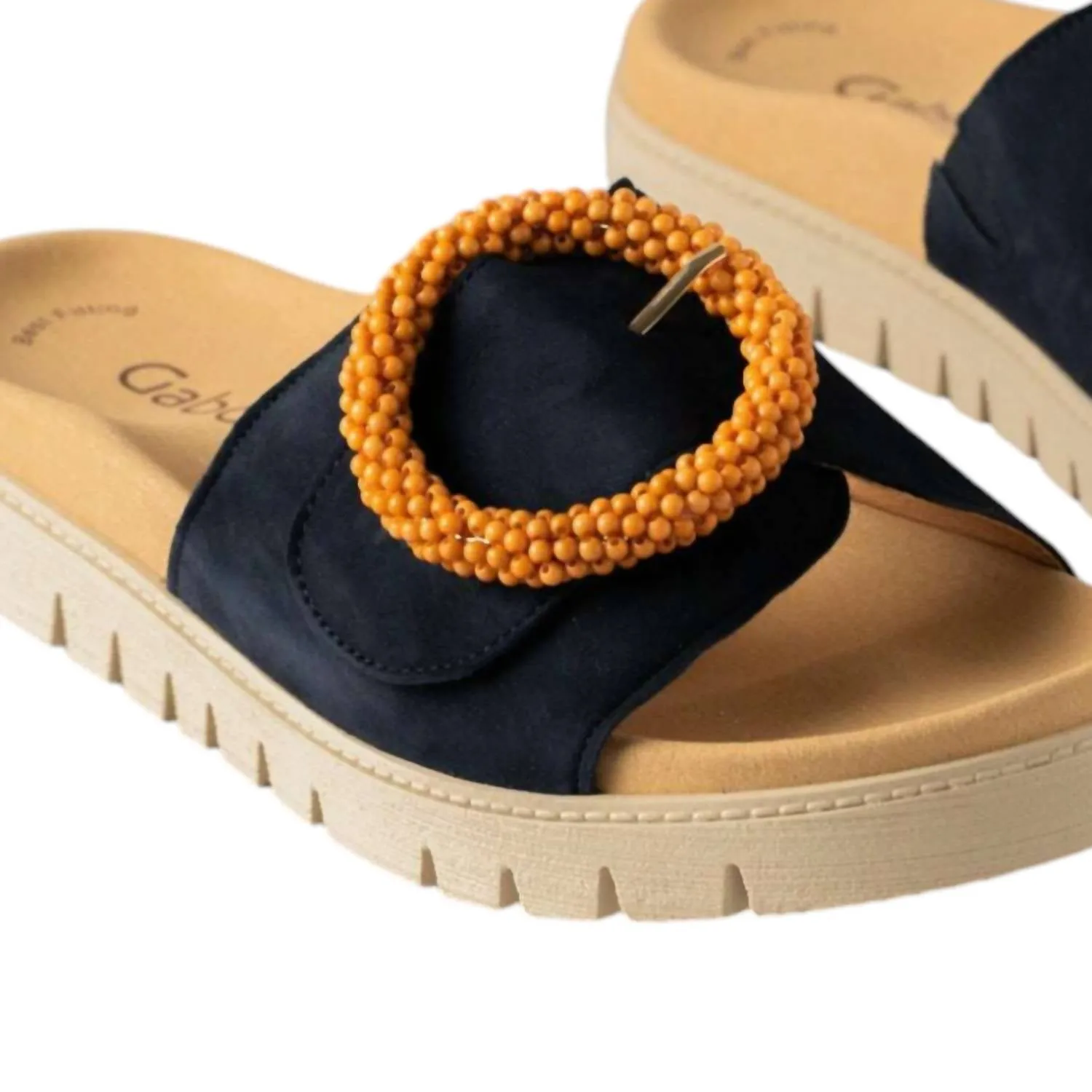 Women's Slip On Sandal In Navy Blue