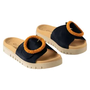 Women's Slip On Sandal In Navy Blue