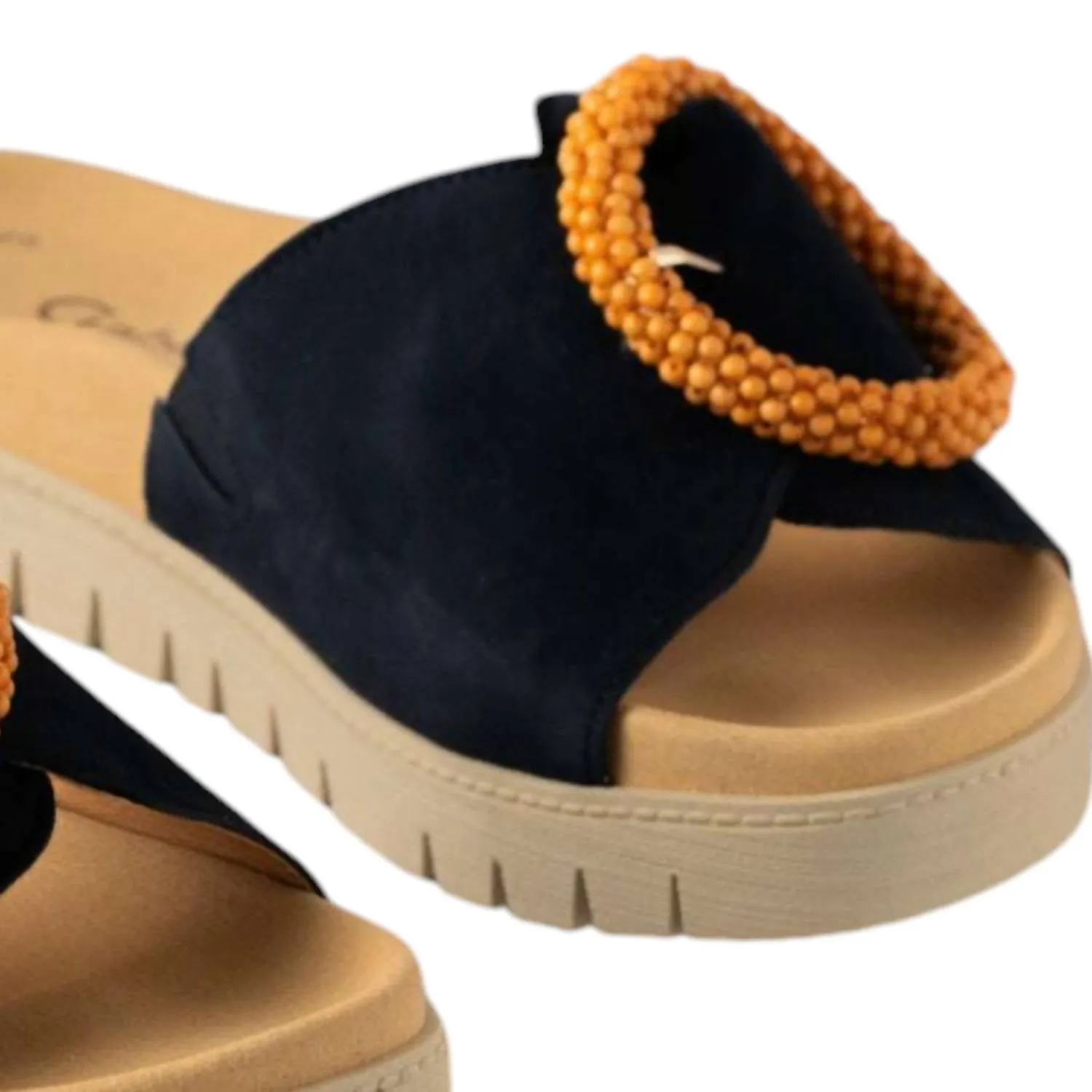 Women's Slip On Sandal In Navy Blue