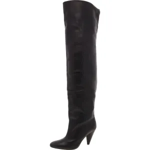 Womens Solid Leather Over-The-Knee Boots