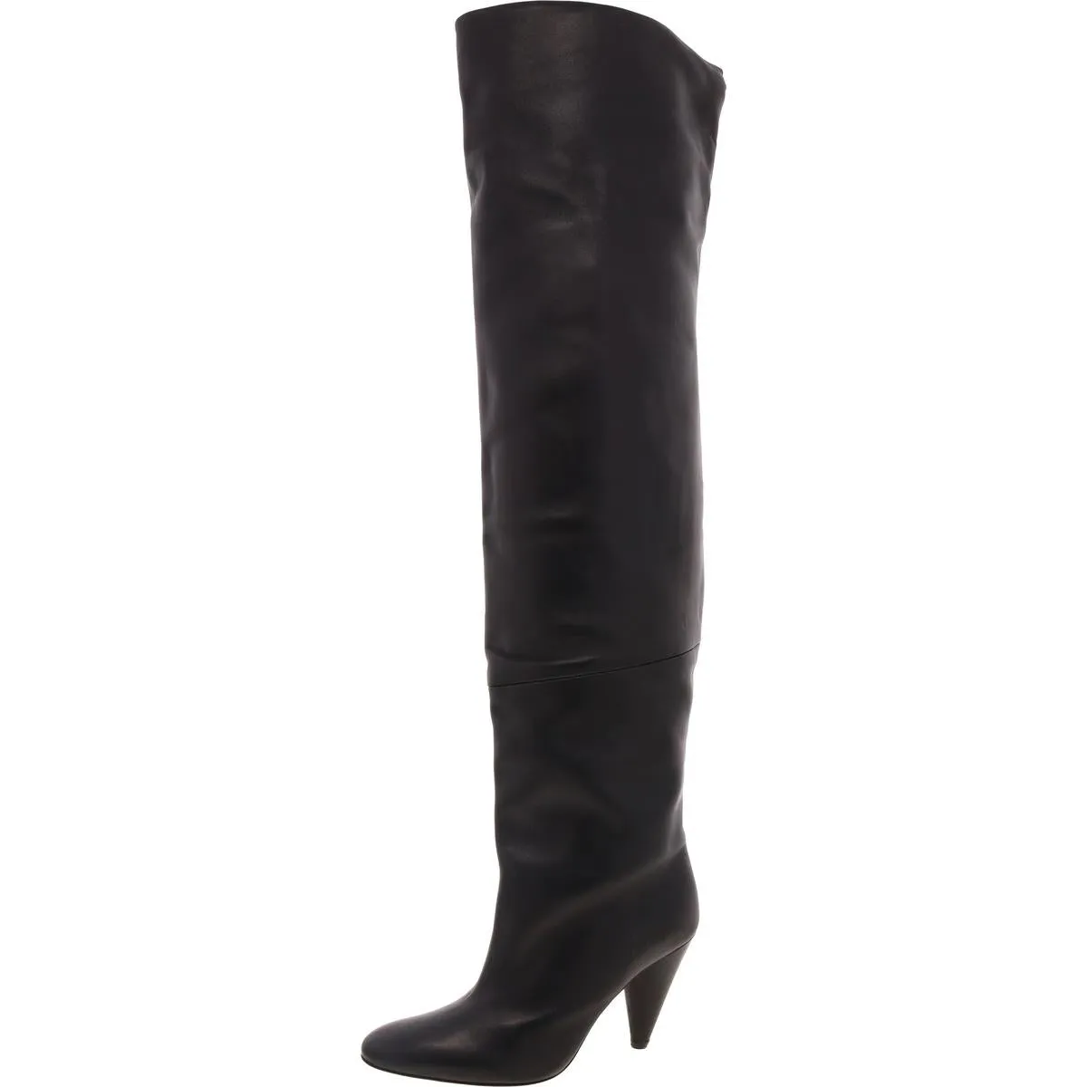 Womens Solid Leather Over-The-Knee Boots
