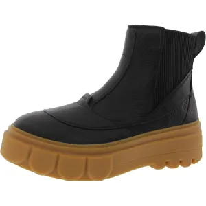 Womens Stretch Faux Leather Chelsea Boots