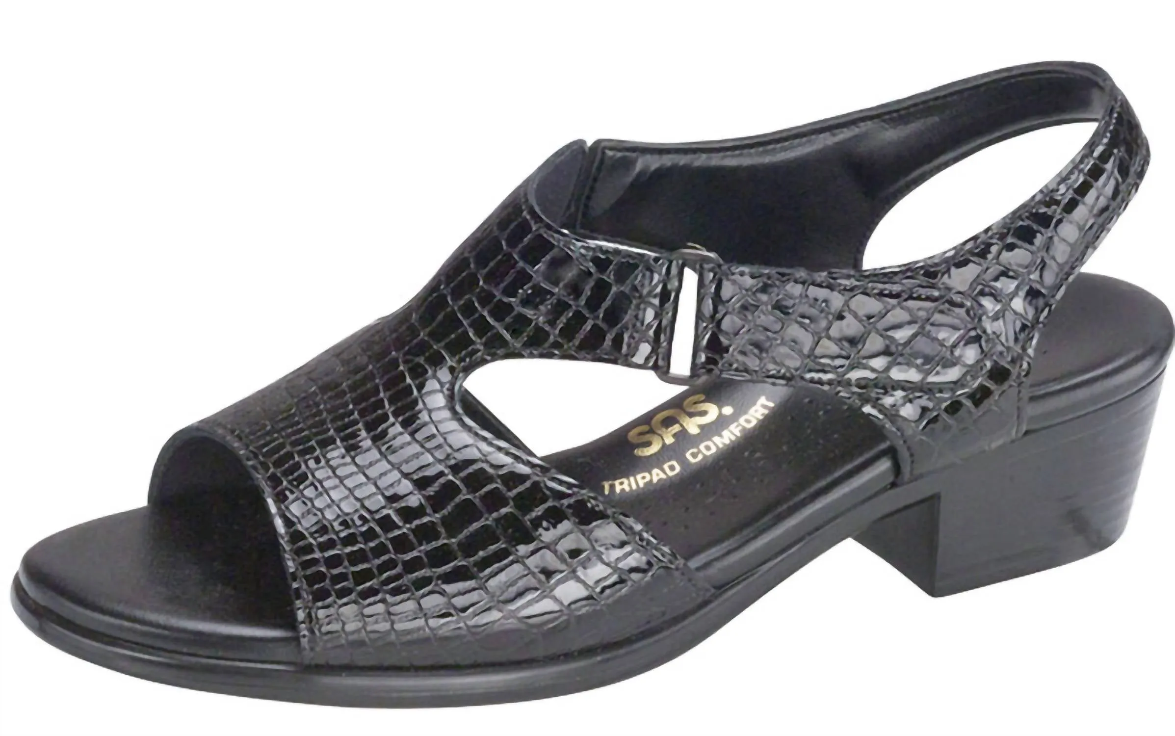 Women's Suntimer Heeled Sandal Wide In Black Croc