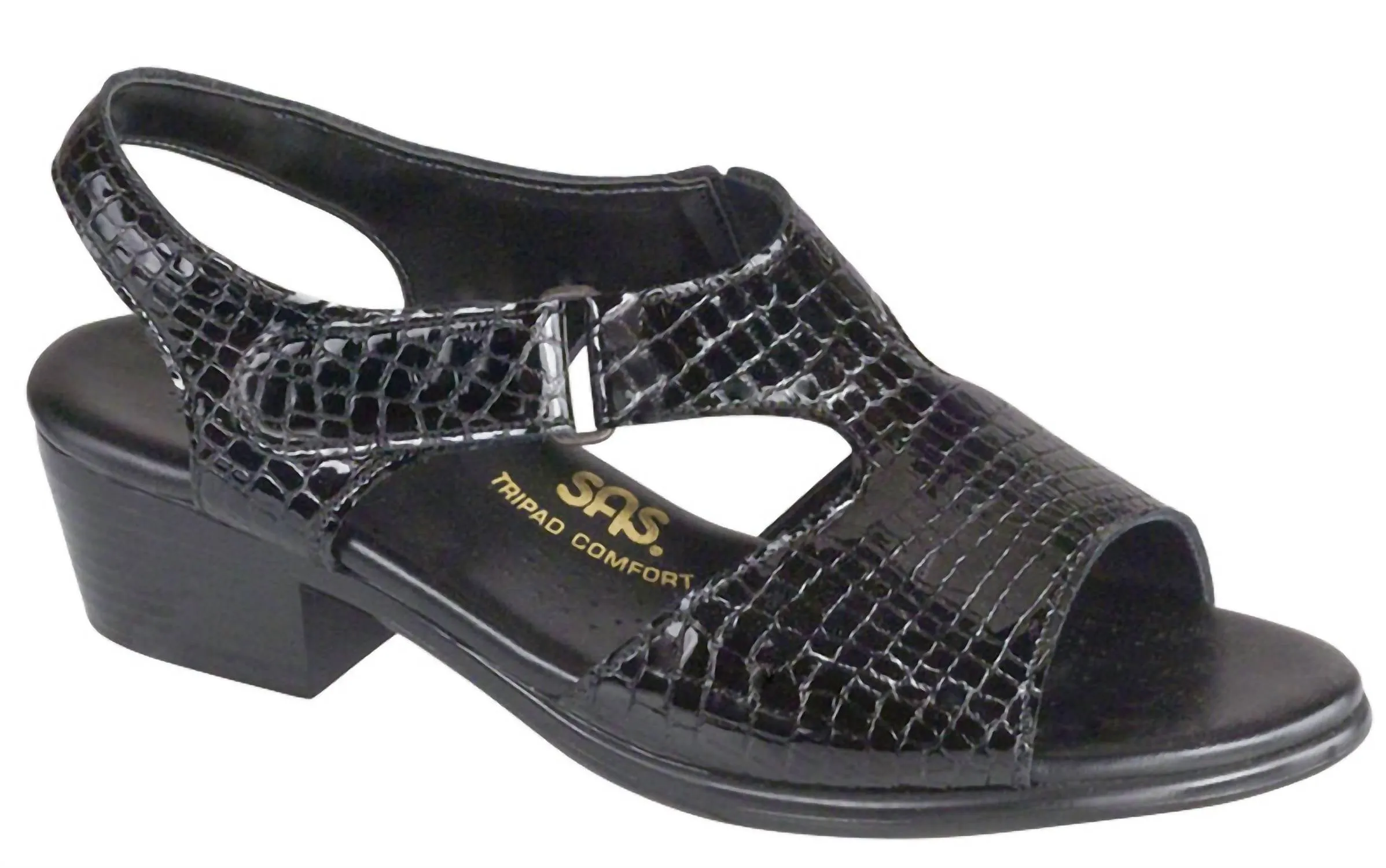 Women's Suntimer Heeled Sandal Wide In Black Croc