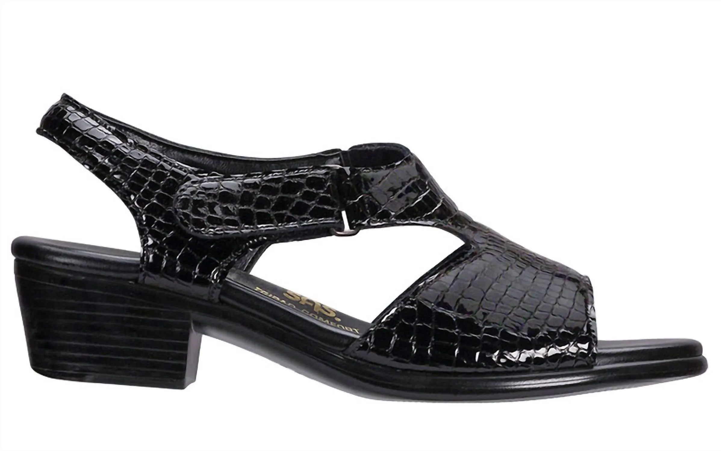Women's Suntimer Heeled Sandal Wide In Black Croc