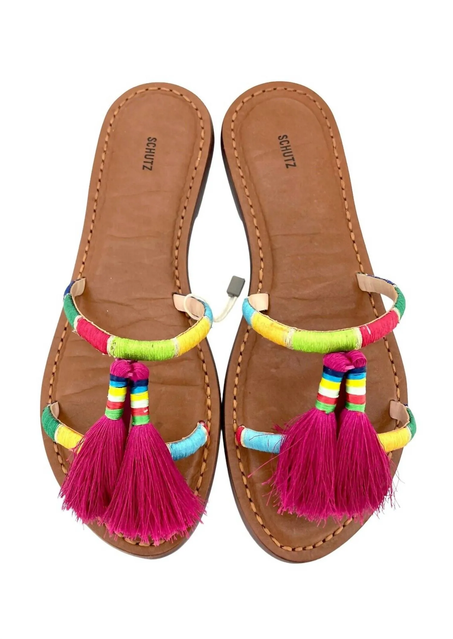 Women's Tassels Strappy Flat Sandal In Colorful