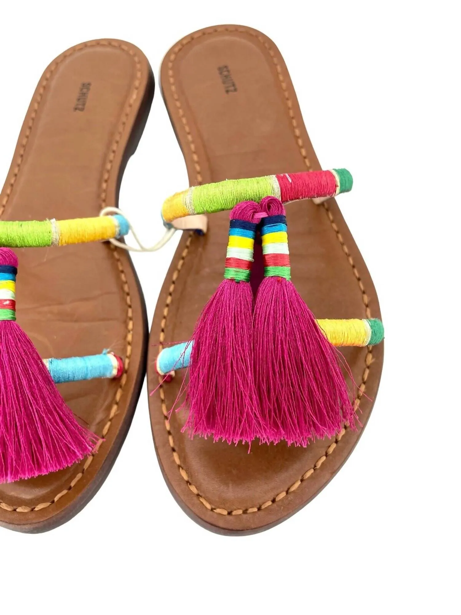 Women's Tassels Strappy Flat Sandal In Colorful