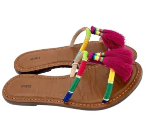 Women's Tassels Strappy Flat Sandal In Colorful