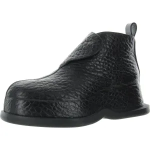 Womens Textured Leather Ankle Boots