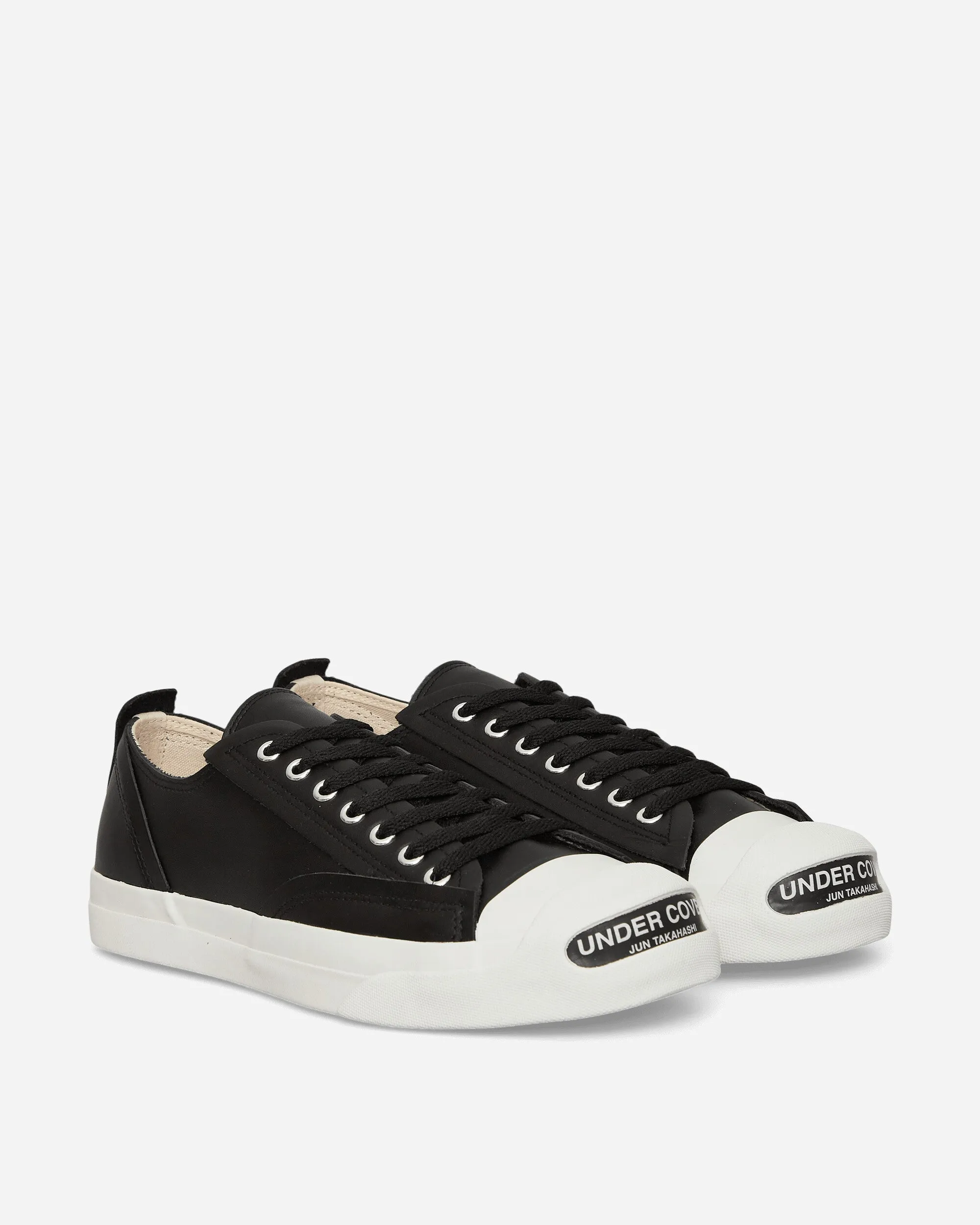 Women's Toe Logo Leather Sneakers Black