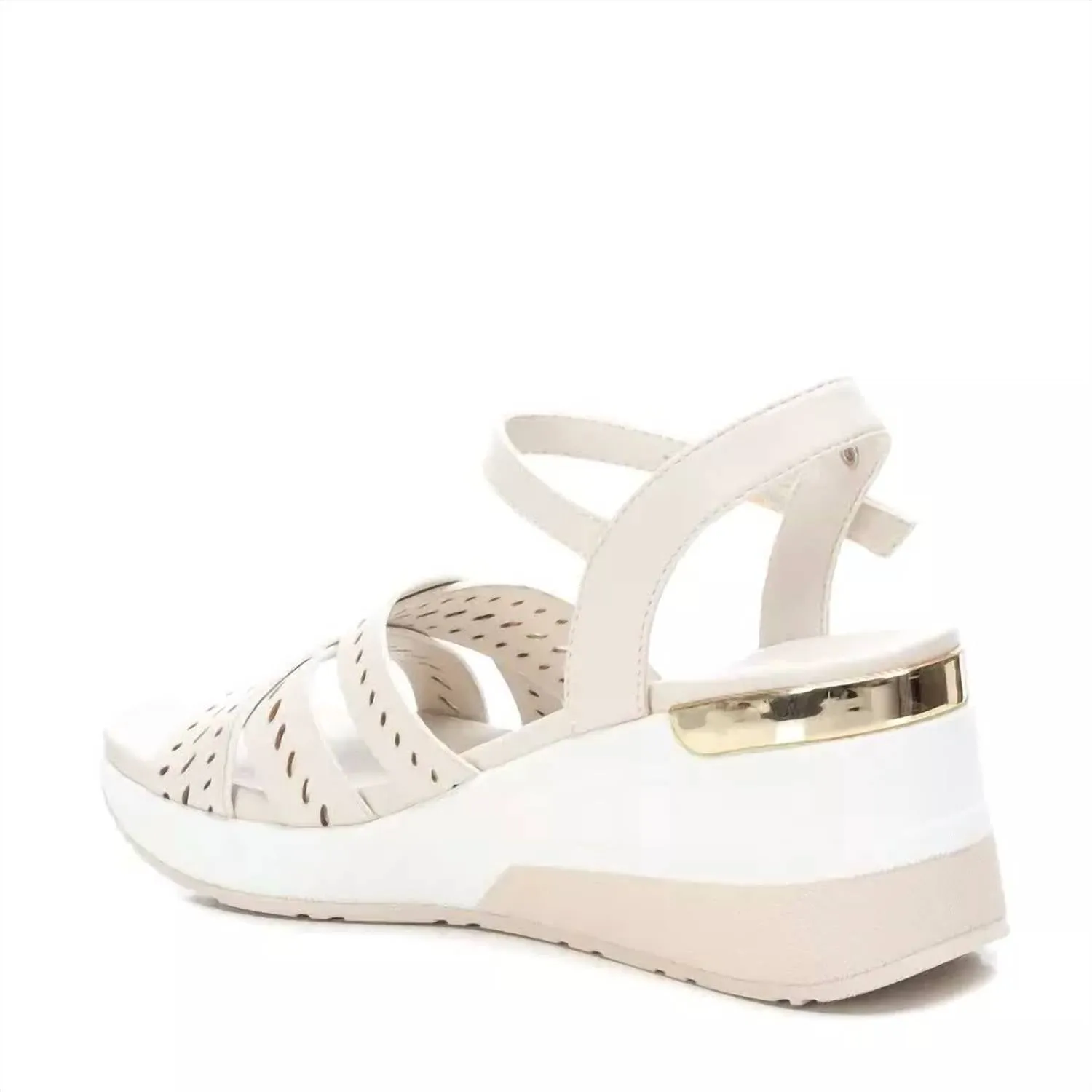 Women's Wedge Cross Strap Sandals In Light Beige