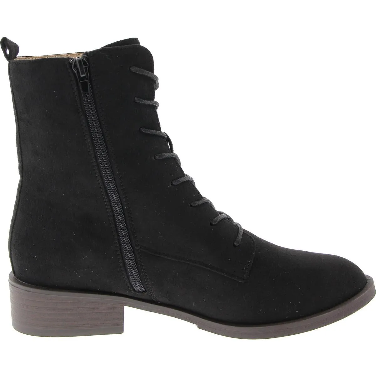 Womens Zip Up Slip On Combat & Lace-Up Boots