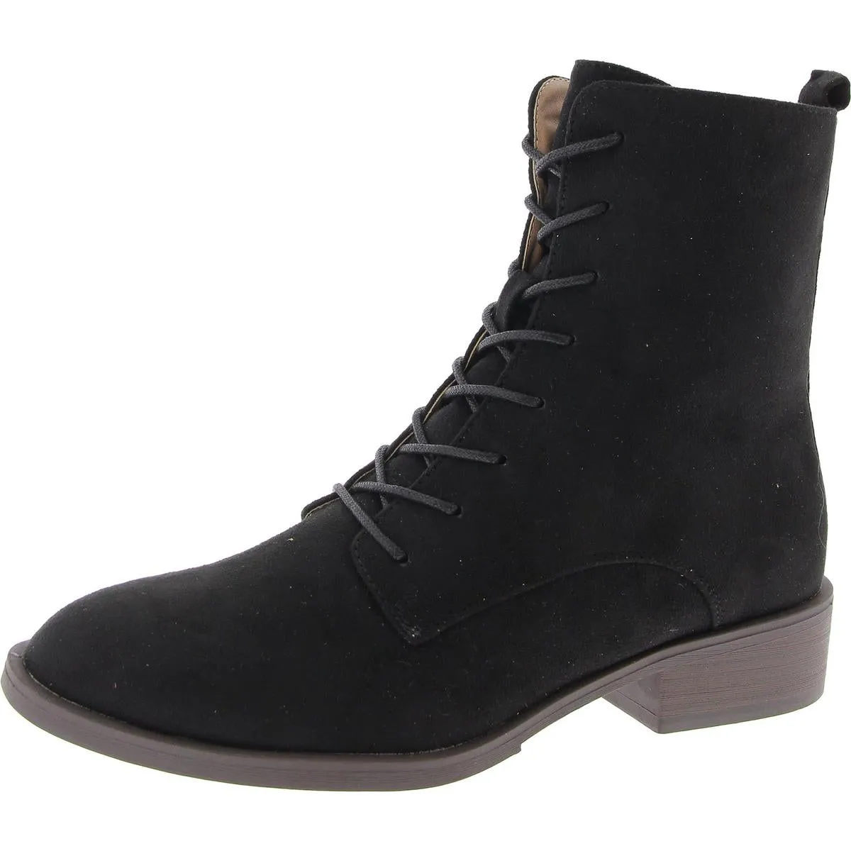 Womens Zip Up Slip On Combat & Lace-Up Boots
