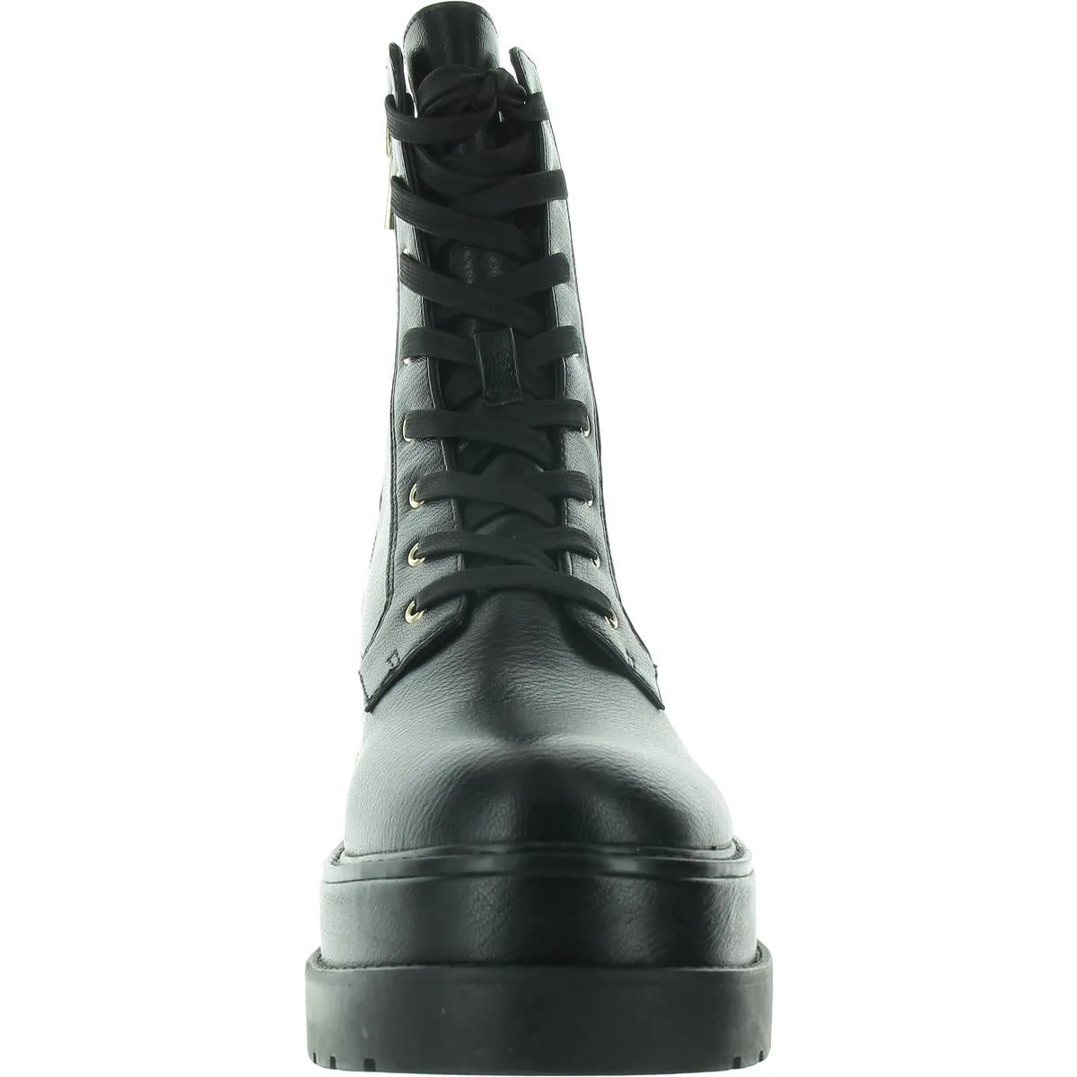 Womens Zipper Faux Leather Combat & Lace-Up Boots