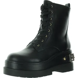 Womens Zipper Faux Leather Combat & Lace-Up Boots