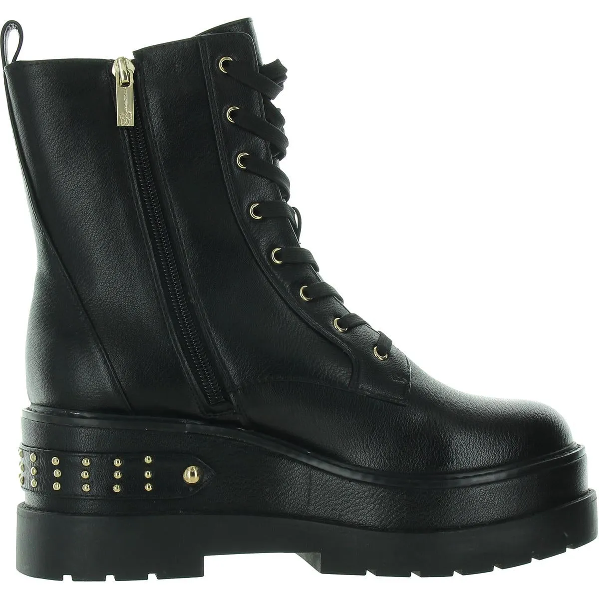 Womens Zipper Faux Leather Combat & Lace-Up Boots