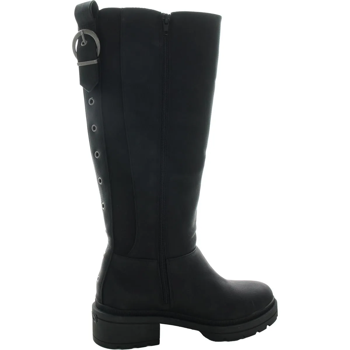 Womens Zipper Faux Leather Knee-High Boots