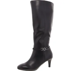 Womens Zipper Faux Leather Mid-Calf Boots
