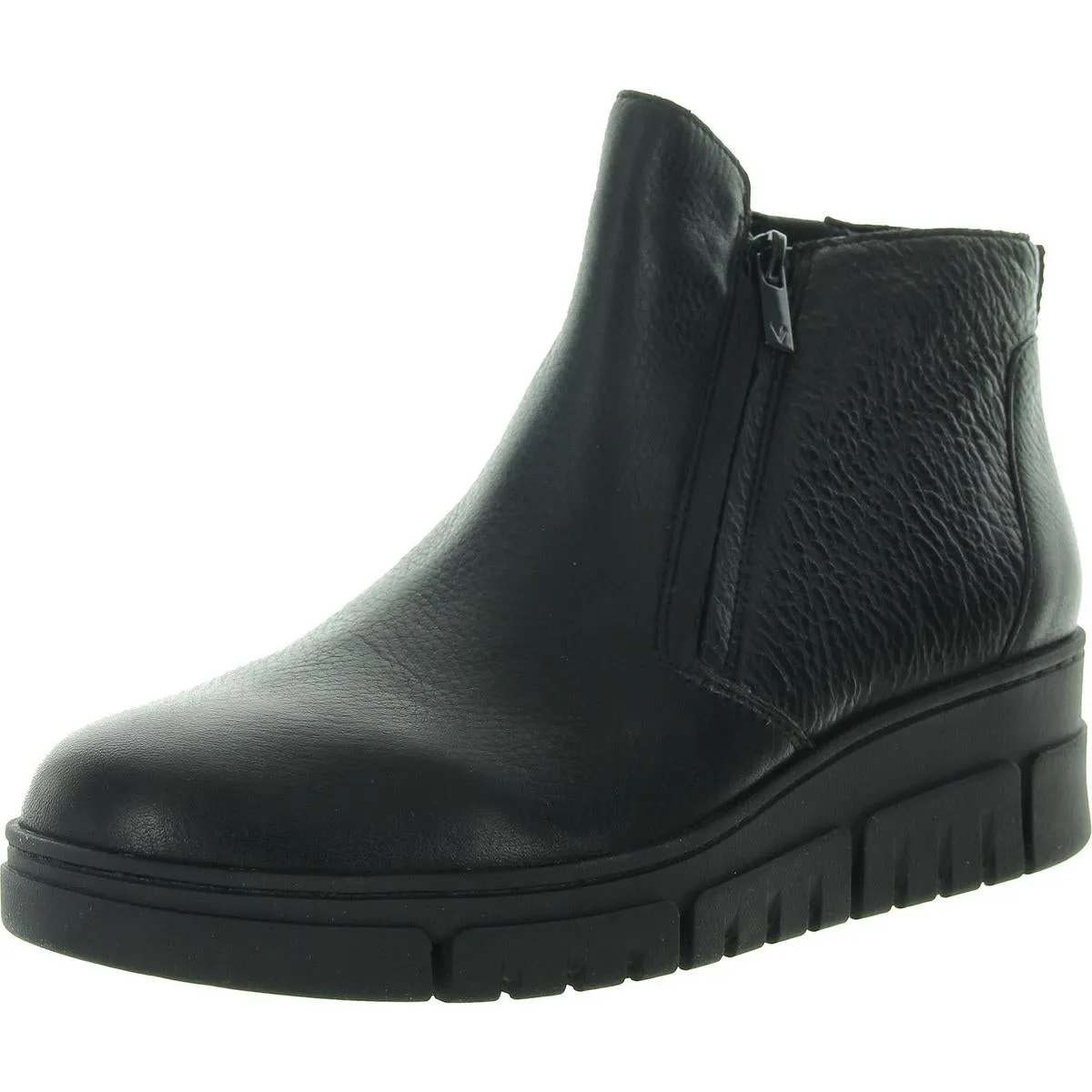 Womens Zipper Leather Ankle Boots
