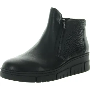 Womens Zipper Leather Ankle Boots