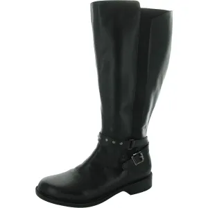 Womens Zipper Leather Knee-High Boots