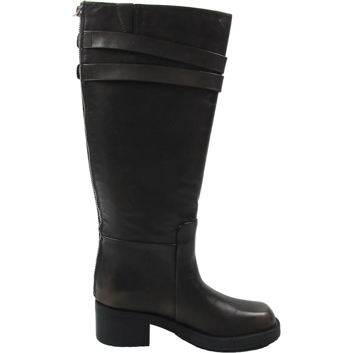 Womens Zipper Leather Knee-High Boots