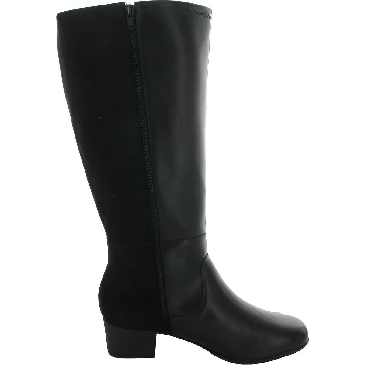 Womens Zipper Leather Mid-Calf Boots